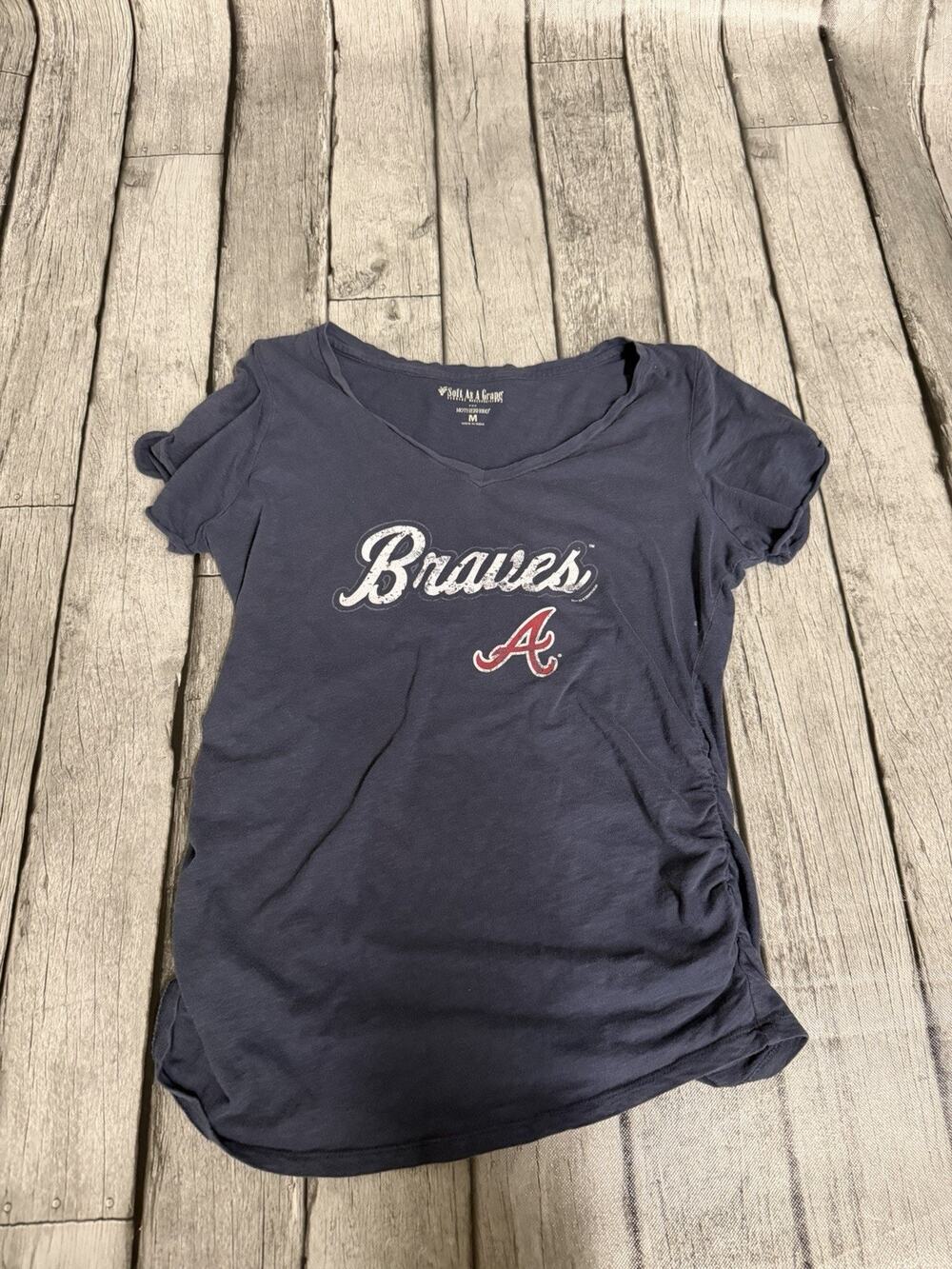 Women’s Motherhood Maternity Atlanta Braves Tshirt Sz Medium Navy Blue